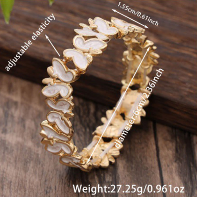 Fortune Jewel Colorful Butterfly Freedom Alloy Elastic Bracelet Bangle