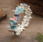 Fortune Jewel Colorful Butterfly Love Alloy Elastic Bracelet Bangle