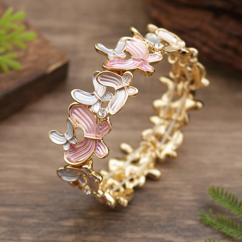 Fortune Jewel Colorful Butterfly Love Alloy Elastic Bracelet Bangle