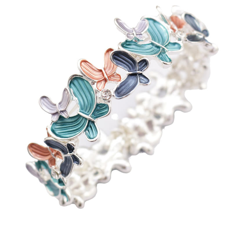 Fortune Jewel Colorful Butterfly Love Alloy Elastic Bracelet Bangle