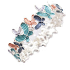 Fortune Jewel Colorful Butterfly Love Alloy Elastic Bracelet Bangle