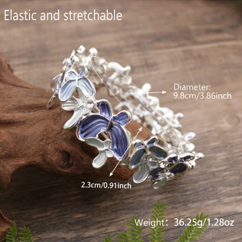 Fortune Jewel Colorful Butterfly Love Alloy Elastic Bracelet Bangle