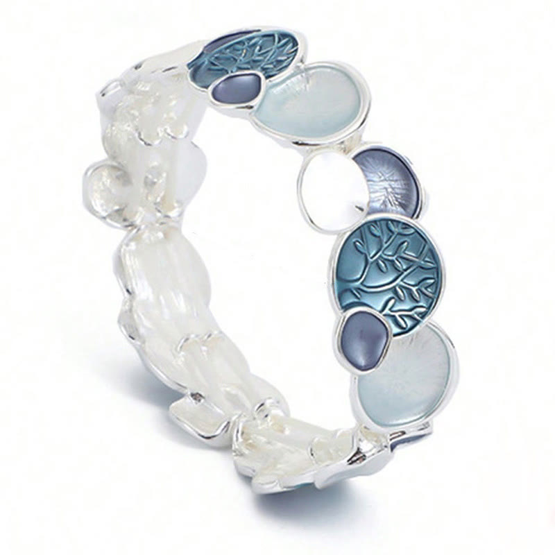 Fortune Jewel The Tree Of Life Round Pattern Unity Alloy Elastic Bracelet Bangle
