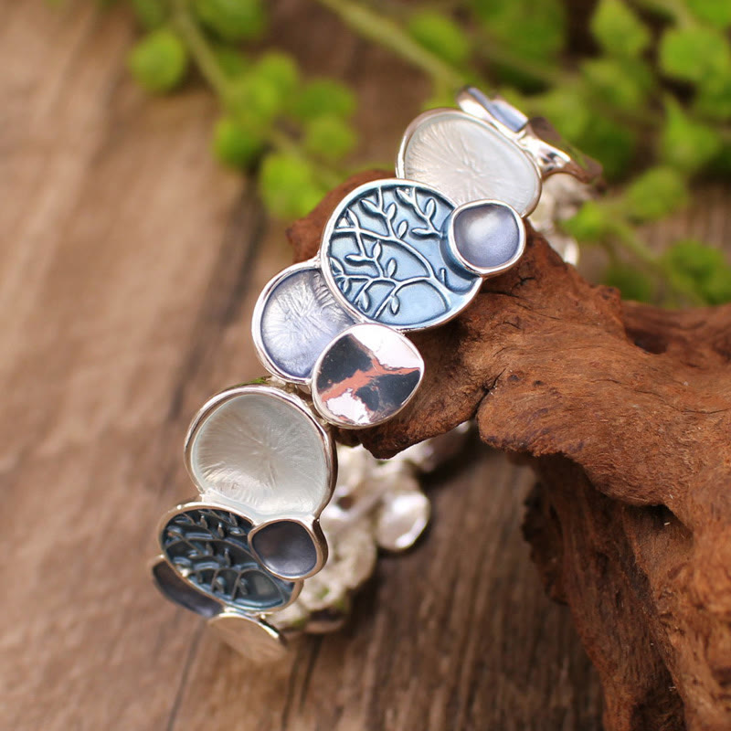 Fortune Jewel The Tree Of Life Round Pattern Unity Alloy Elastic Bracelet Bangle