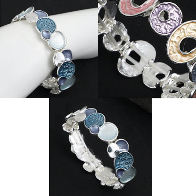 Fortune Jewel The Tree Of Life Round Pattern Unity Alloy Elastic Bracelet Bangle