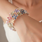 Fortune Jewel Colorful Butterfly Flowers Love Alloy Elastic Bracelet Bangle