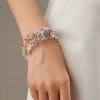 Fortune Jewel Colorful Butterfly Flowers Love Alloy Elastic Bracelet Bangle