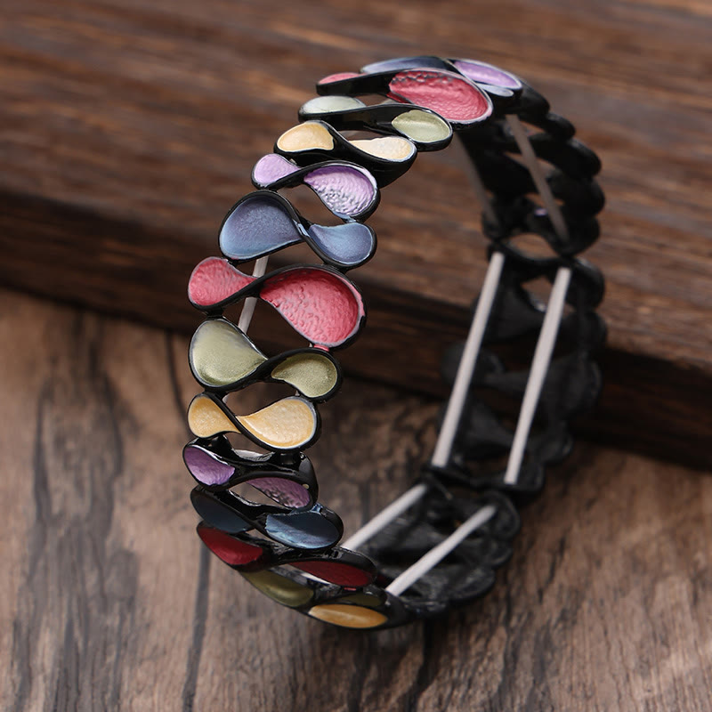Fortune Jewel Colorful Geometric Hollow 8-shaped Alloy Healing Elastic Bracelet Bangle