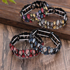Fortune Jewel Colorful Geometric Hollow 8-shaped Alloy Healing Elastic Bracelet Bangle