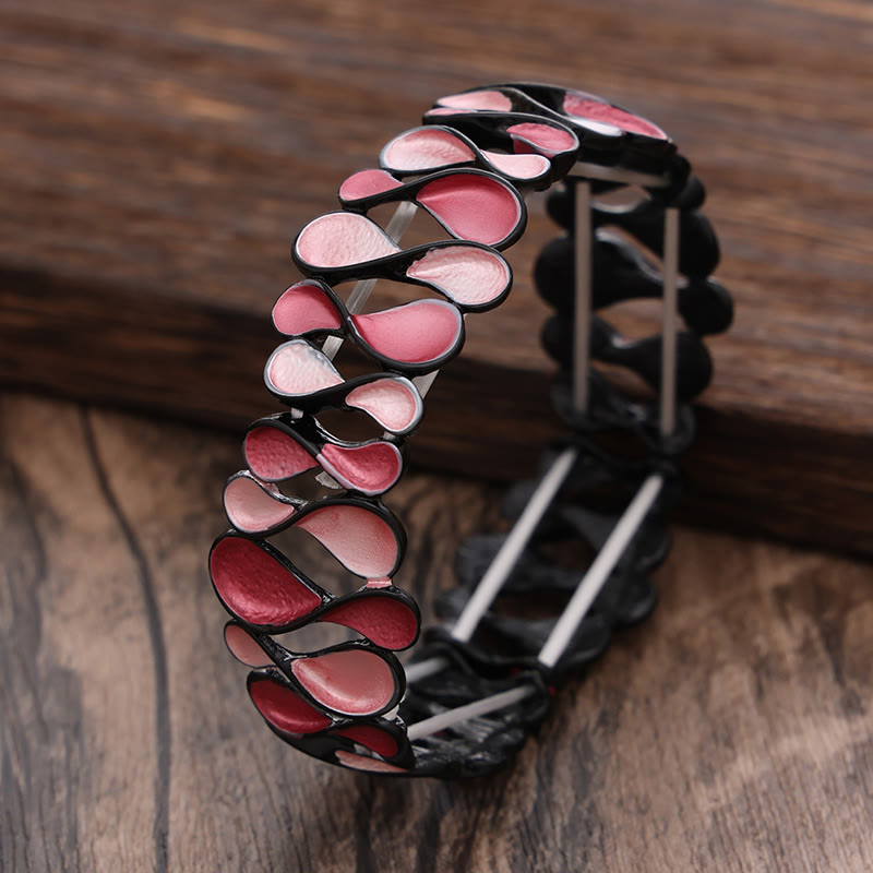 Fortune Jewel Colorful Geometric Hollow 8-shaped Alloy Healing Elastic Bracelet Bangle