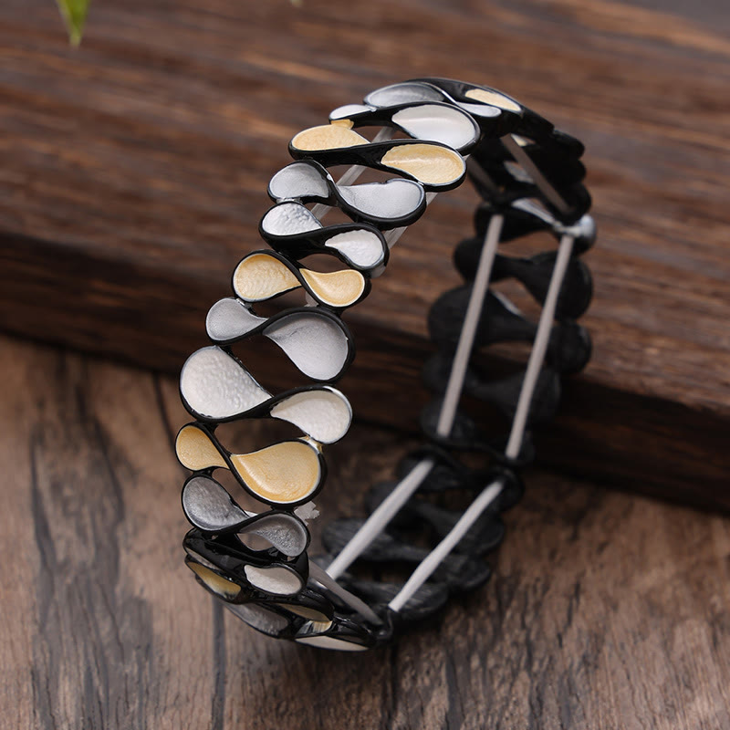 Fortune Jewel Colorful Geometric Hollow 8-shaped Alloy Healing Elastic Bracelet Bangle