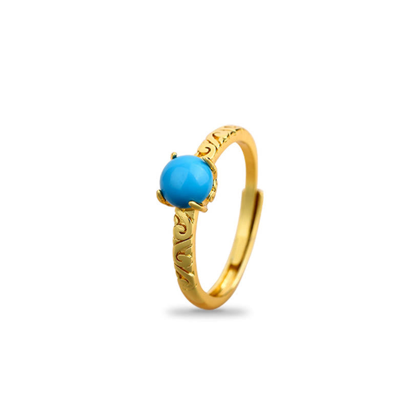 Fortune Jewel Simple Design Turquoise Protection Copper Adjustable Ring