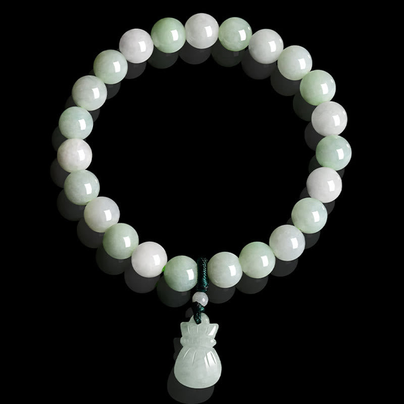 Fortune Jewel Natural Jade Money Bag Charm Luck Bracelet