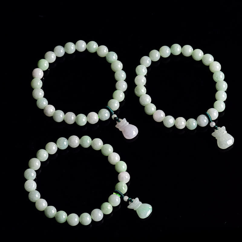 Fortune Jewel Natural Jade Money Bag Charm Luck Bracelet