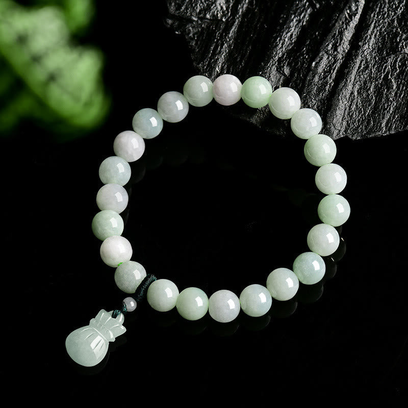 Fortune Jewel Natural Jade Money Bag Charm Luck Bracelet