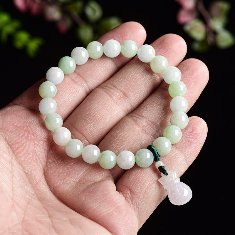 Fortune Jewel Natural Jade Money Bag Charm Luck Bracelet