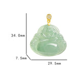 Fortune Jewel Natural Jade Laughing Buddha Luck Prosperity Titanium Steel Chain Necklace Pendant