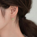 Fortune Jewel 925 Sterling Silver Hetian Jade Bead Luck Earrings