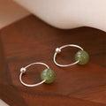 Fortune Jewel 925 Sterling Silver Hetian Jade Bead Luck Earrings
