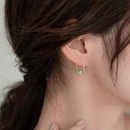 Fortune Jewel 925 Sterling Silver Hetian Jade Bead Luck Earrings