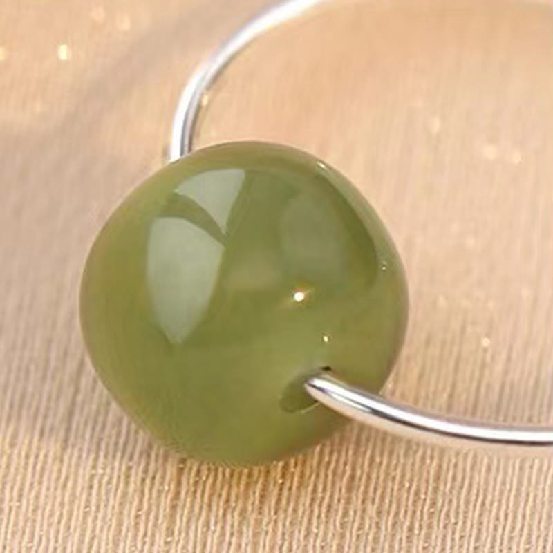 Fortune Jewel 925 Sterling Silver Hetian Jade Bead Luck Earrings