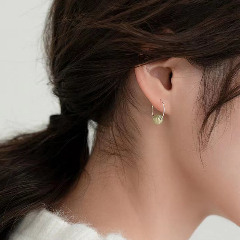 Fortune Jewel 925 Sterling Silver Hetian Jade Bead Luck Earrings