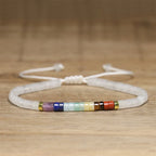 Fortune Jewel Natural White Crystal Black Onyx Clarity Spacer Bead Bracelet