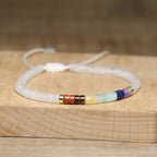 Fortune Jewel Natural White Crystal Black Onyx Clarity Spacer Bead Bracelet