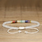 Fortune Jewel Natural White Crystal Black Onyx Clarity Spacer Bead Bracelet
