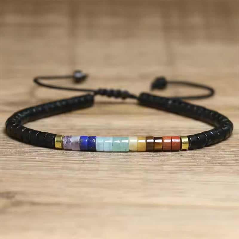 Fortune Jewel Natural White Crystal Black Onyx Clarity Spacer Bead Bracelet