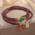 Fortune Jewel Natural 3mm Ultra-thin Garnet Beads Cherry Blossom Flower Attract Fortune Protection Multilayer Bracelet