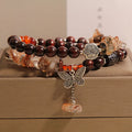 Fortune Jewel Natural Rutilated Quartz Small Leaf Red Sandalwood Wealth Butterfly Charm Bracelet