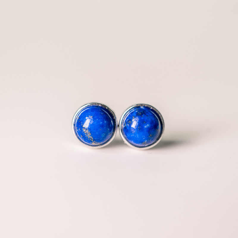 Fortune Jewel Vintage 925 Sterling Silver Lazurite Balance Earrings