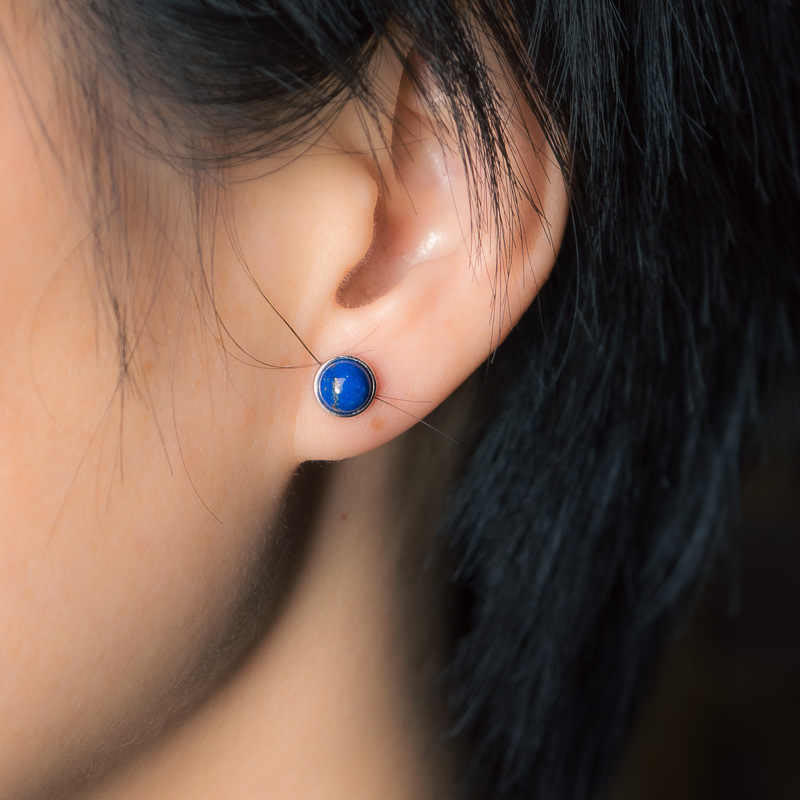 Fortune Jewel Vintage 925 Sterling Silver Lazurite Balance Earrings