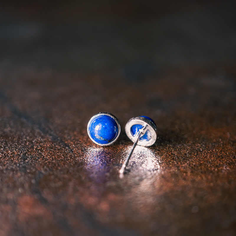 Fortune Jewel Vintage 925 Sterling Silver Lazurite Balance Earrings