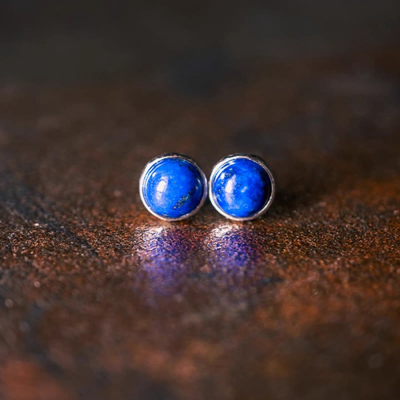 Fortune Jewel Vintage 925 Sterling Silver Lazurite Balance Earrings