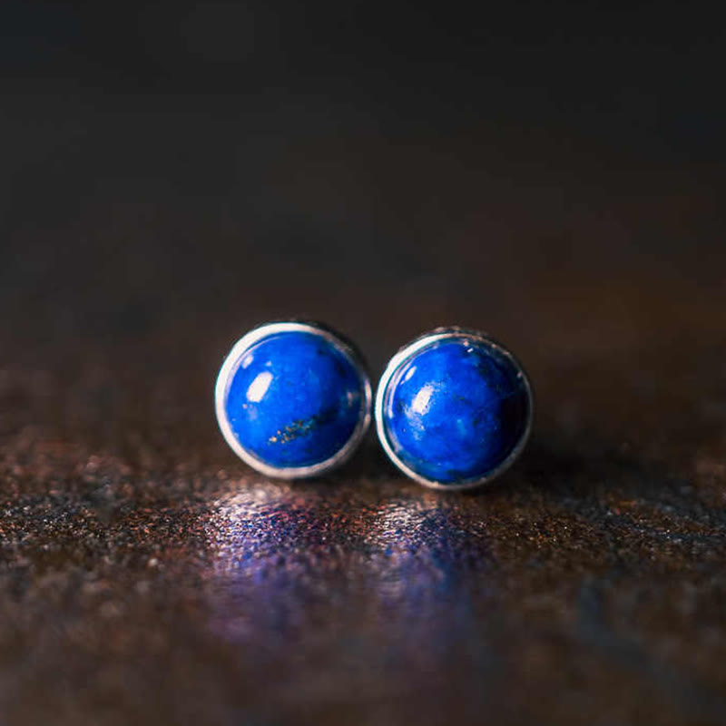 Fortune Jewel Vintage 925 Sterling Silver Lazurite Balance Earrings