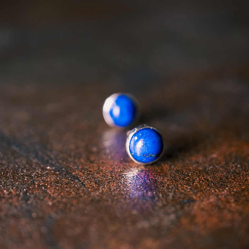 Fortune Jewel Vintage 925 Sterling Silver Lazurite Balance Earrings