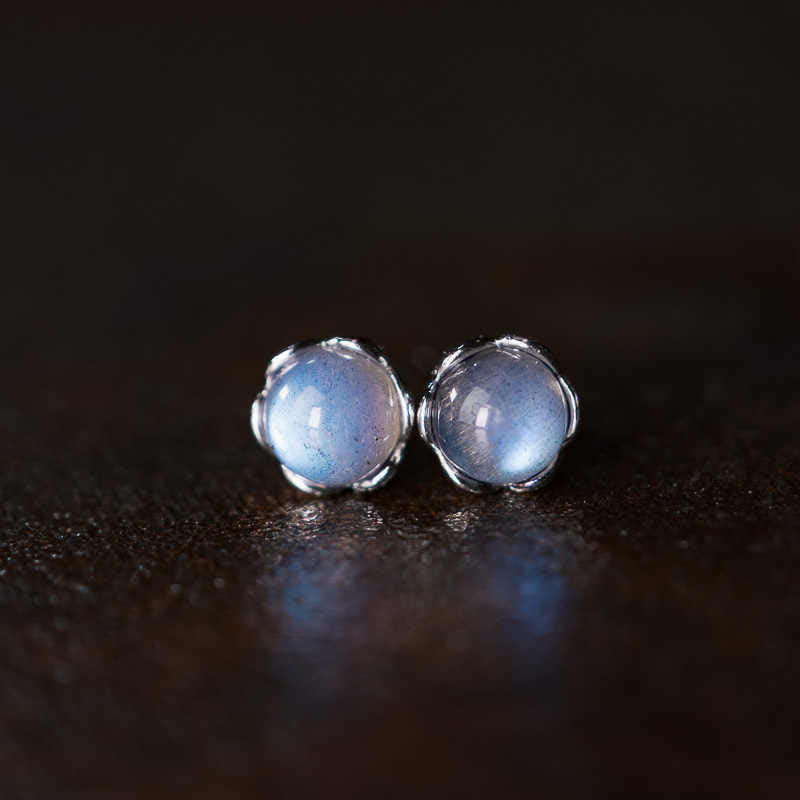 Fortune Jewel 925 Sterling Silver Moonstone Positive Earrings