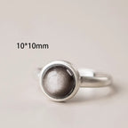 Fortune Jewel Natural 925 Sterling Silver Silver Sheen Obsidian Adjustable Protection Ring