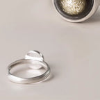 Fortune Jewel Natural 925 Sterling Silver Gold Sheen Obsidian Adjustable Wealth Ring