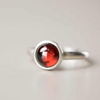 Fortune Jewel Natural 925 Sterling Silver Garnet Adjustable Protection Ring