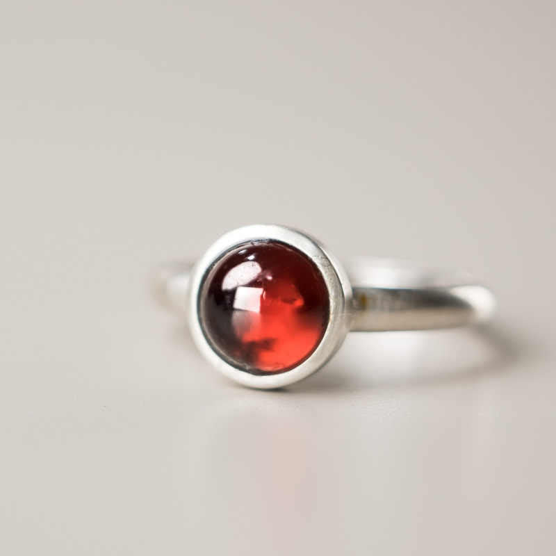 Fortune Jewel Natural 925 Sterling Silver Garnet Adjustable Protection Ring