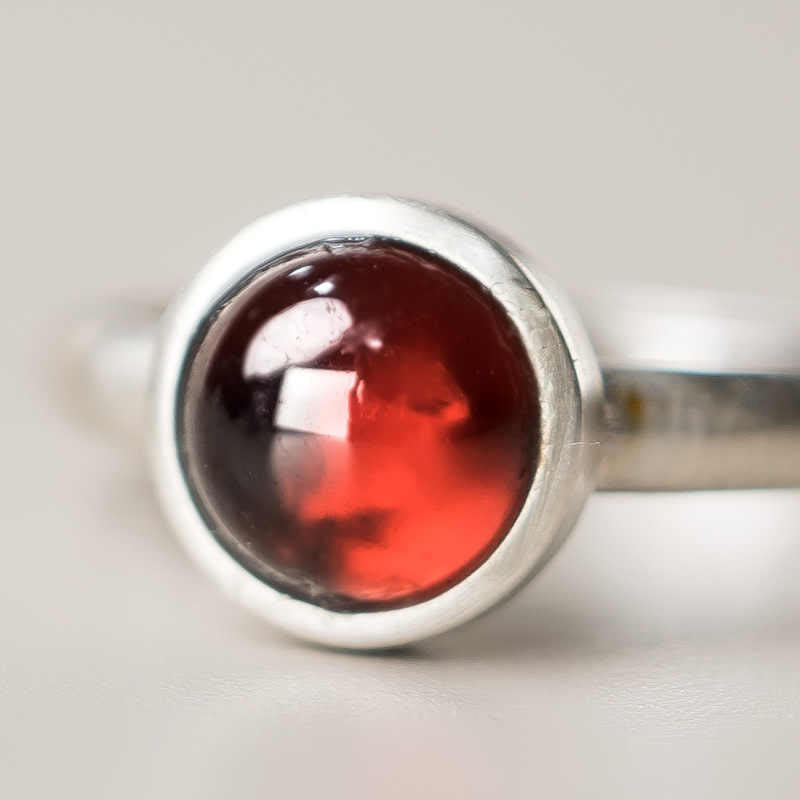 Fortune Jewel Natural 925 Sterling Silver Garnet Adjustable Protection Ring