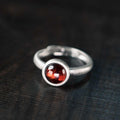 Fortune Jewel Natural 925 Sterling Silver Garnet Adjustable Protection Ring