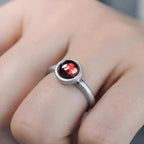 Fortune Jewel Natural 925 Sterling Silver Garnet Adjustable Protection Ring