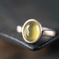 Fortune Jewel Natural 925 Sterling Silver Prehnite Citrine Adjustable Happiness Ring