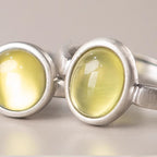 Fortune Jewel Natural 925 Sterling Silver Prehnite Citrine Adjustable Happiness Ring