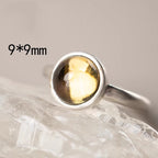 Fortune Jewel Natural 925 Sterling Silver Prehnite Citrine Adjustable Happiness Ring