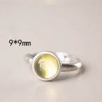 Fortune Jewel Natural 925 Sterling Silver Prehnite Citrine Adjustable Happiness Ring